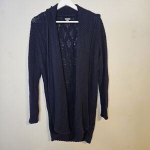 Aerie Women's Navy Blue Open-Front Sweater Long Cardigan Knit Oversized 2015